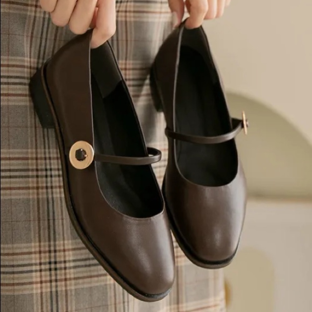W.concept dark brown Mary Jane shoes